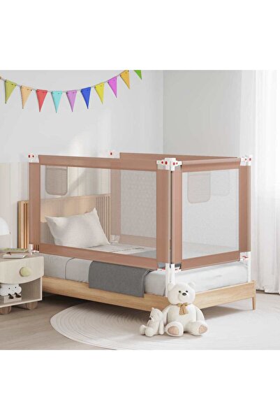 vidaxl Children's bed guardrail, taupe gray, 150x25 cm, textile