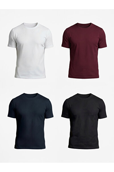 Etikmen 4-Pack Premium 100% Organic Cotton Basic Slimfit White-Black-Black-Bl...