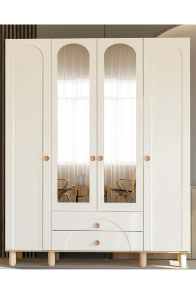 miracool Papatya 4 Kapaklı Gardırop / Dolap / Komple MDF / Fonksiyonel / Raf-...