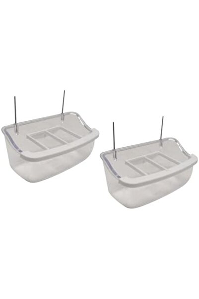 Premini Şeffaf ızgaralı tel kuş yemliği, 10 cm, 2 adet, modern tasarım