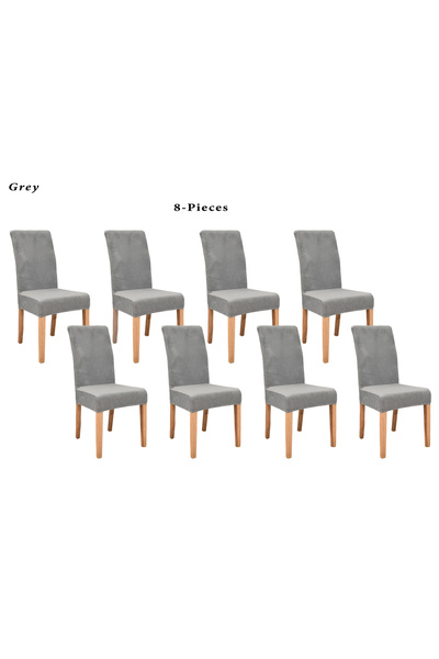 Evory Home Velvet Dining Fitted Chair Covers Set of 8 Stretch Elastic Soft Ch...