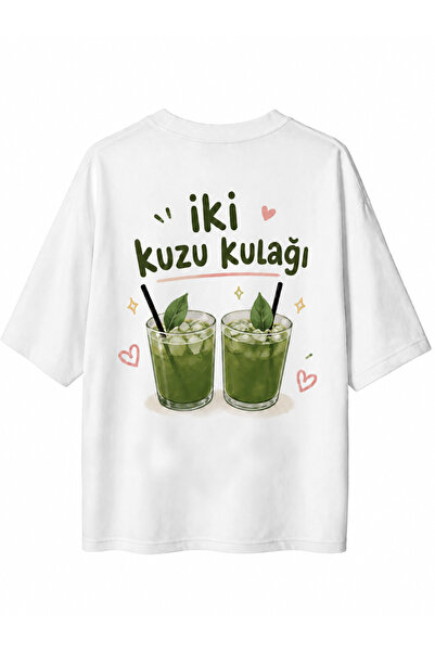 MiniHouse Tricou supradimensionat cu imprimeu pe față și spate, cu motiv KUZU...