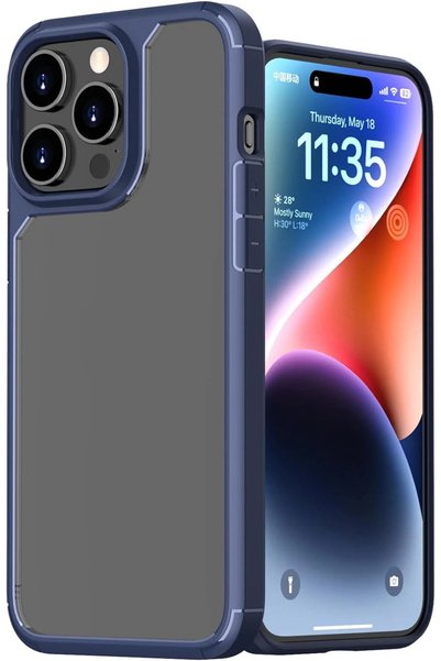 HyperAge غطاء حماية لهاتف iPhone 15 Pro Max، خلفي صلب وشفاف من الميكا، جوانب ...