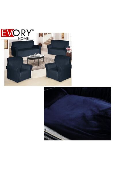 Evory Home طقم اغطية الكنب 4 قطع مخمل - طقم تلبيسة كنب مخمل - 4 قطع
