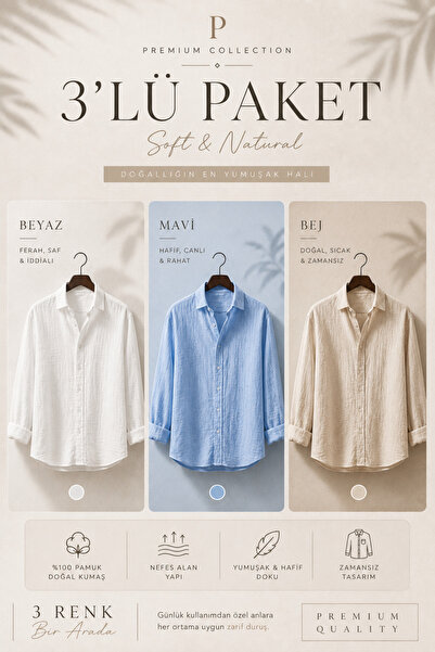 BASEL.CO Men's Oversize Muslin Fabric Shirt 100% Cotton - Washable and Non-Sh...