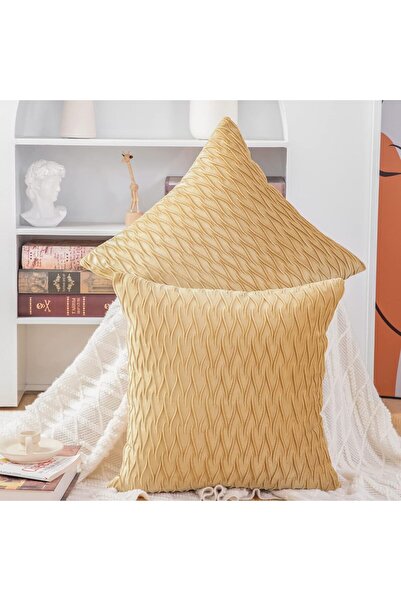 MADIZZ Set de 2 huse decorative pentru perne, din catifea super moale, cu tex...