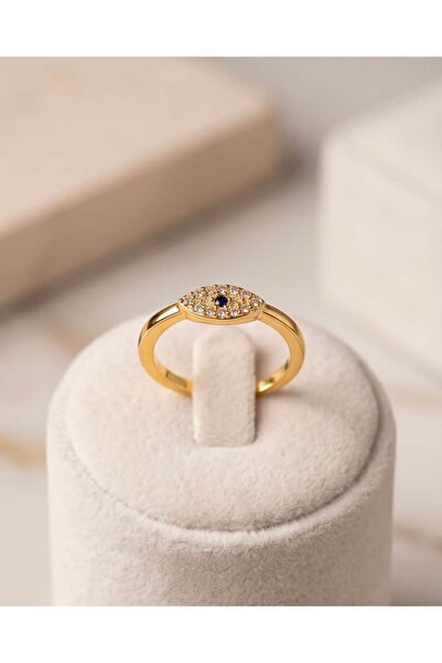 Portakal Esintisi Ocula Inlaid Zircon Stone Evil Eye Adjustable Ring