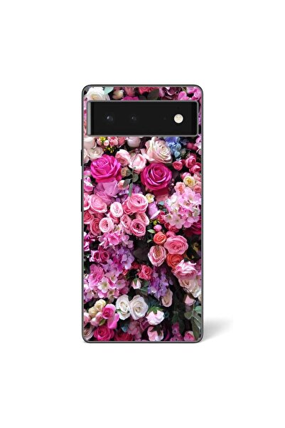 OEM Husa compatibila cu Google Pixel 6 Silicon Gel Tpu Model Trandafiri Roz