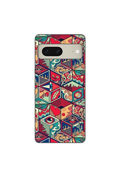 OEM Калъф, съвместим с Google Pixel 7, силиконов гел TPU, с геометричен поп а...