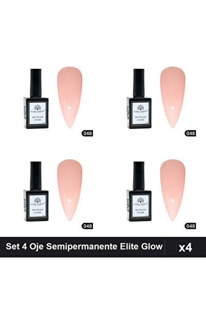 global fashion Set of 4 Elite Glow Semi-Permanent Nail Polish 15ml, Gel Polis...