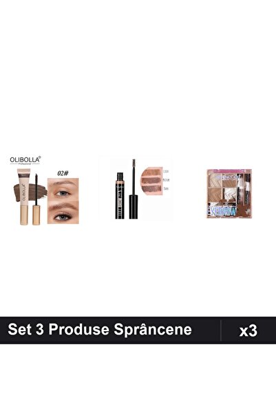 OLİBOLLA Set 3 Produse Sprâncene - Rimel Taupe, Gel Mascara Dark, Fard SevenCool
