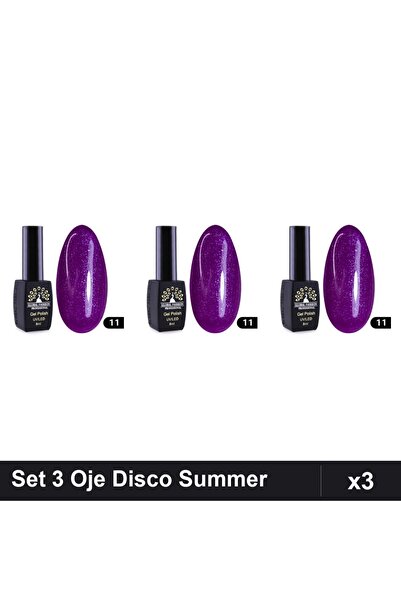 global fashion Set 3 Oje Semipermanente Disco Summer 8ml, Manichiura UV/LED, ...