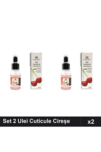 global fashion Set 2 Ulei Cuticule cu Pipeta Aroma Cireșe 15ml, Îngrijire Unghii