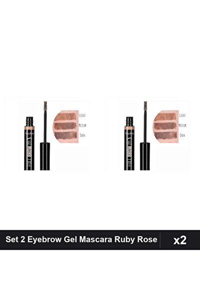Ruby Rose Set 2 Eyebrow Gel Mascara Ruby Rose, Light & Medium Shades, Eyebrows