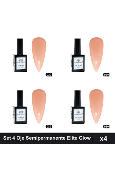 global fashion Set 4 Oje Semipermanente Elite Glow 15ml, Gel Polish UV/LED