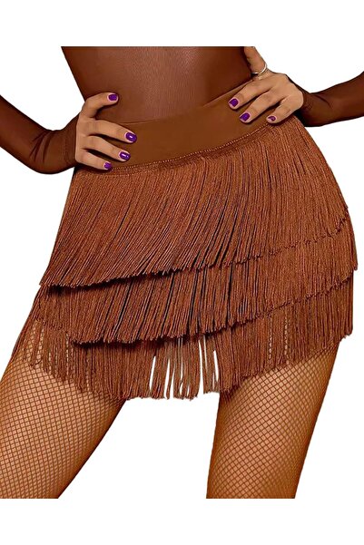 Other SEAUR Latin Skirt Women's Fringe Dance Skirt with Shorts Tango Rumba Ch...
