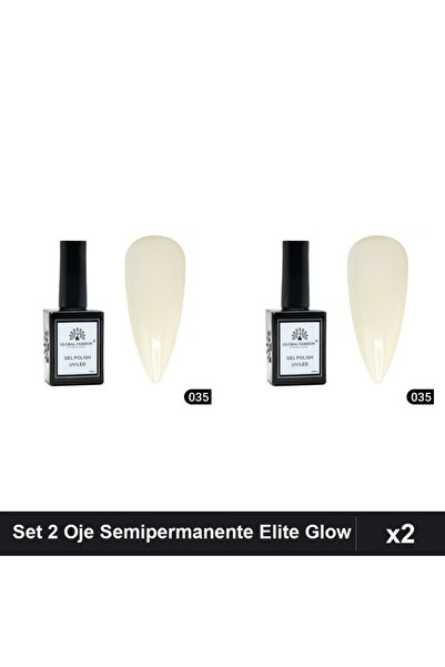 global fashion Set 2 Oje Semipermanente Elite Glow 15ml, Gel Polish UV/LED