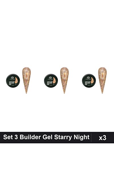 global fashion Set 3 Builder Gel Starry Night Nr.04 15g, Constructie Unghii U...