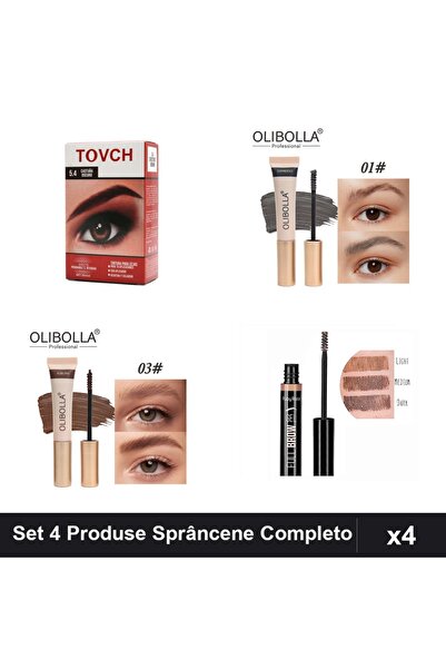 OLİBOLLA Set 4 Produse Sprâncene: Vopsea 5.4, Rimel Espresso & Auburn, Gel Ma...