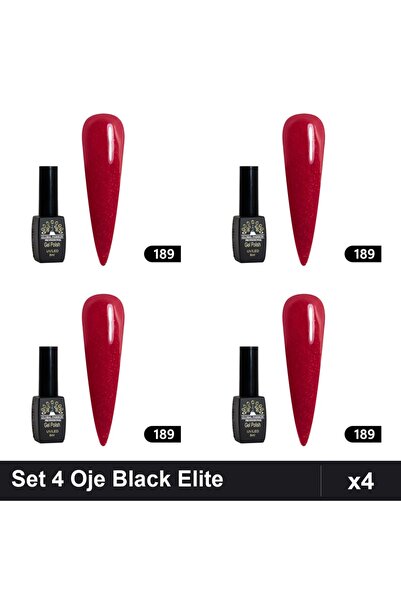 global fashion Set 4 Oje Semipermanente Black Elite 8ml, Manichiură UV/LED Pr...