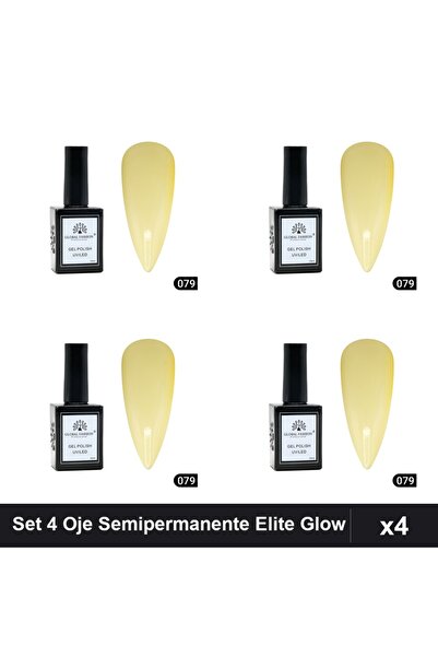 global fashion Set 4 Oje Semipermanente Elite Glow 15ml, Gel Polish UV/LED