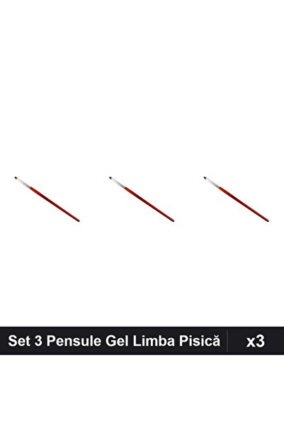 NAİLS Set 3 Pensule Gel Limba Pisică nr.2, Manichiură Profesională, Aplicare ...
