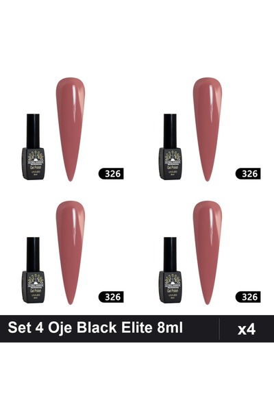 global fashion Set 4 Oje Semipermanente Black Elite 8ml, Manichiură UV/LED Pr...