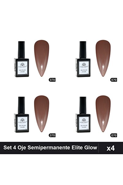 global fashion Set of 4 Elite Glow Semi-Permanent Nail Polish 15ml, Gel Polis...