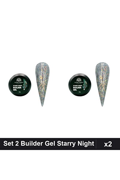 global fashion Set 2 Builder Gel Starry Night Nr.08 15g, Constructie Unghii G...
