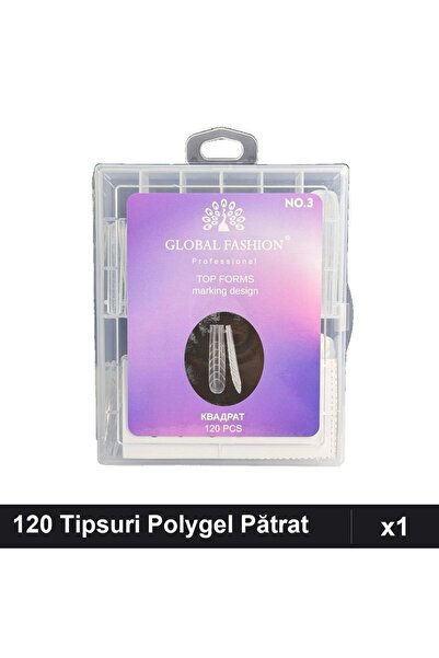 global fashion Set 120 Tipsuri Polygel Reutilizabile Pătrat Salon Nr.3, Exten...