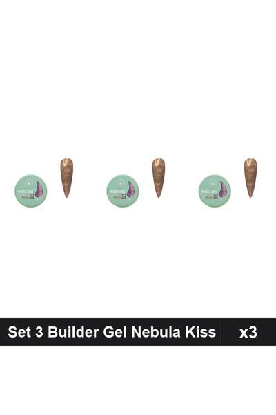 global fashion Set 3 Builder Gel Nebula Kiss Nr.04 15g, Constructie Unghii Ge...