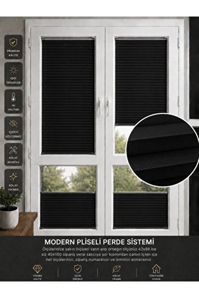 PerdeLabb Plise Perde Cam Balkon ve Pimapen Uyumlu Özel Ölçü Kolay Montaj Ofi...