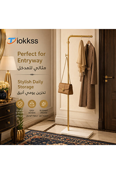 Tiokkss Luxury Gold Clothes Rack – Elegant Standing Wardrobe Organizer for Ho...