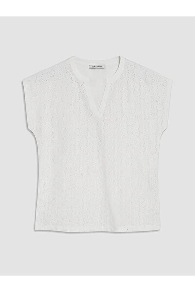 LC Waikiki Nevavm V-Neck Embroidered Blouse with a Difference
