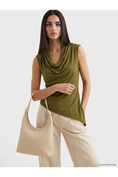 LC Waikiki Nevavm Asymmetrical Cut Blouse with Draped Collar