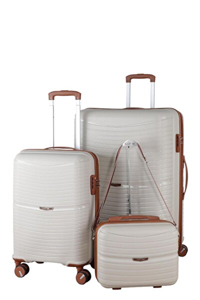 MÇS V379 AURA Y.ÜRETİM PP VALİZ 55 CM + 75 CM + MAKYAJ SİYAH SET