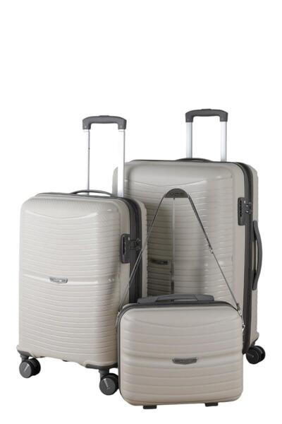 MÇS V379 AURA Y.ÜRETİM PP VALİZ 55 CM + 65 CM + MAKYAJ SİYAH SET