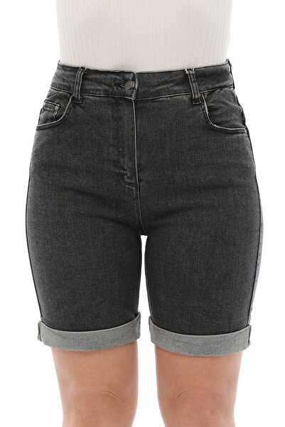 EYLÜL GİYİM Pantaloni scurți din denim pentru femei, cu două tăișuri