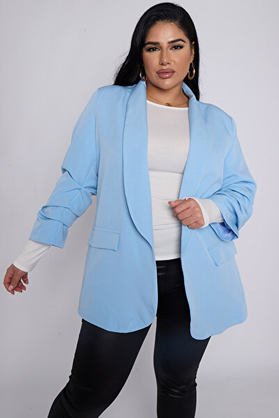 OEM Sacou Plus Size cu Maneca Incretita si Detalii de Buzunare