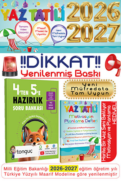 Tonguç Yayınları 4'ten 5'e Yaz Tatili Hazırlık Soru Bankası Kitabı 4ten 5e 4 ...