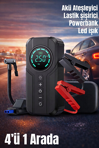 JASPER 4'ü 1 Arada Yüksek Basınçlı Şarjlı Akü Ateşleyici Lastik Şişirici Powe...