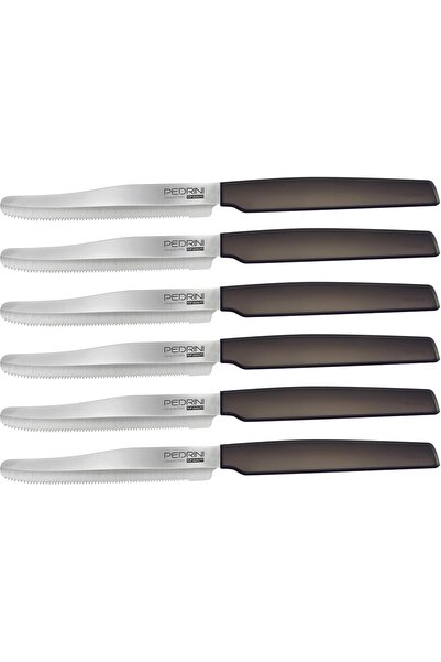 Pedrini 6-piece kitchen knife set with brown handle from