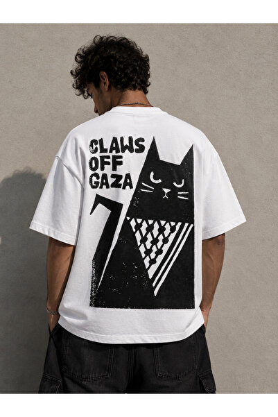 Nulivez تي شيرت مطبوع عليه Claws Off Gaza للجنسين مقاس كبير - تي شيرت بتصميم ...
