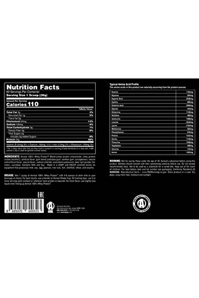 Animal Universal 100% Whey Protein ÇİLEK Aromalı 1,8 kg