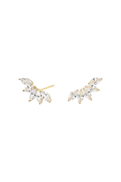 Lisa&Co. Cercei Argint Lis Swing Argint placat cu aur galben / Zircon / Alb