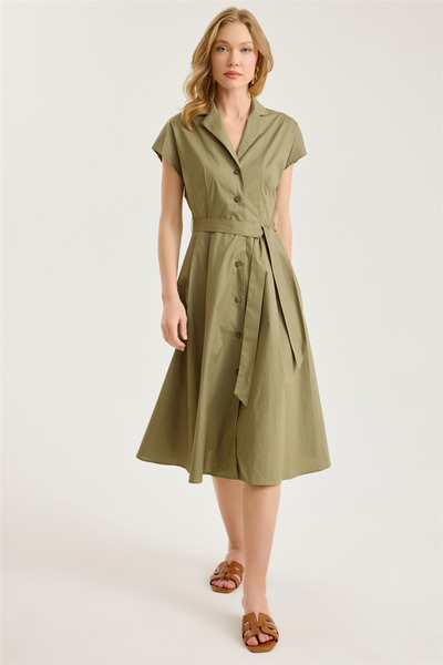 HomeStore Belted 7-Button Dress