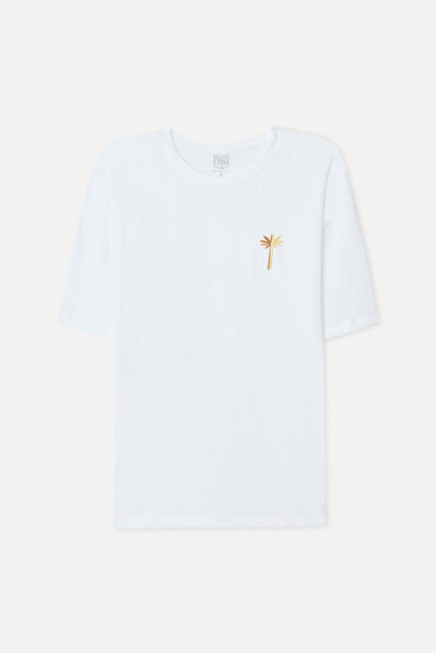 Mudo Men's White Printed Crew Neck T-Shirt