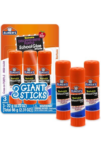 Elmers Elmer's Disappearing Purple Washable School Glue Sticks, 22g, 3 Count