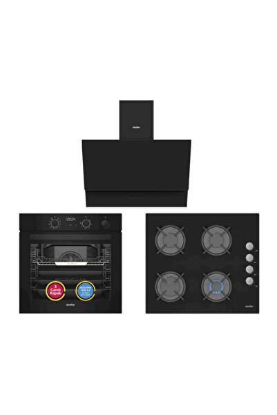 Simfer 11 Fonksiyon Siyah 3'lü Ankastre Set (SB-8244 Fırın + 3500-N Ocak + SD...