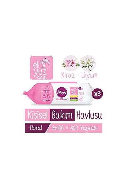 Sleepy Floral Kişisel Bakım Havlusu 3x100 (300 Yaprak)